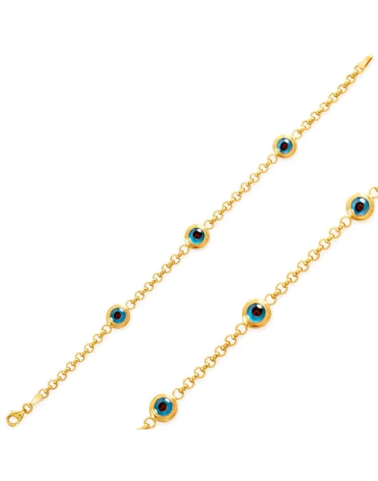 Gümüş Gold Nazar Boncuklu Bayan Bileklik