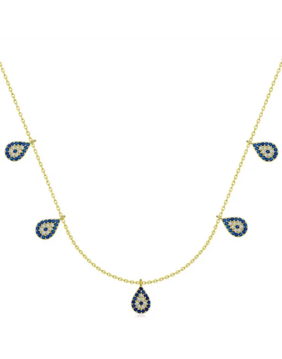 Gümüş Gold Nazarlı Şans Kadın Kolye