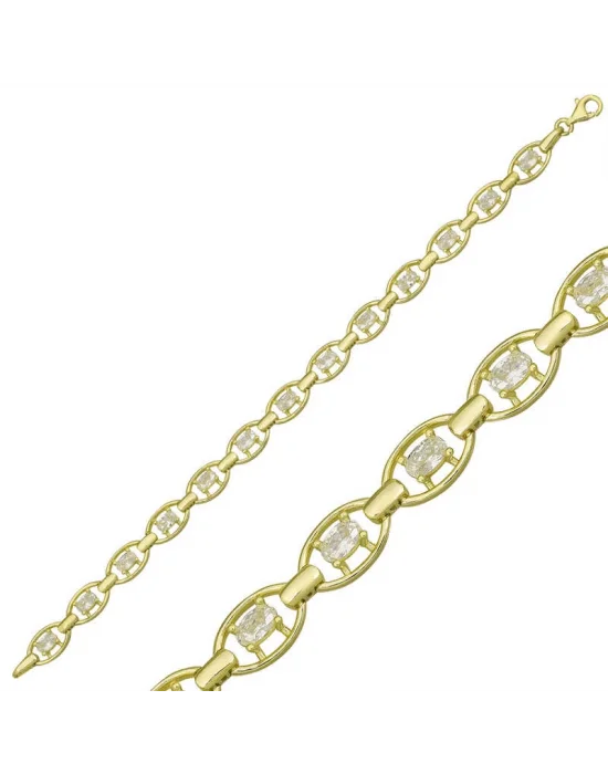 Gümüş Gold Oval Su Yolu Bayan Bileklik