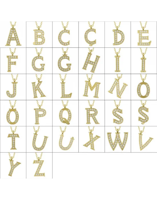 Gümüş Gold P Harfi Kadın Kolye