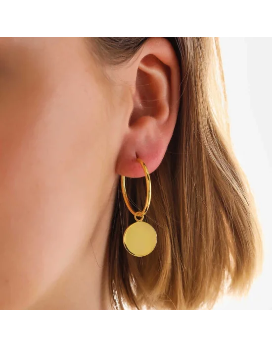 Gümüş Gold Sallantılı Halka Kadın Küpe