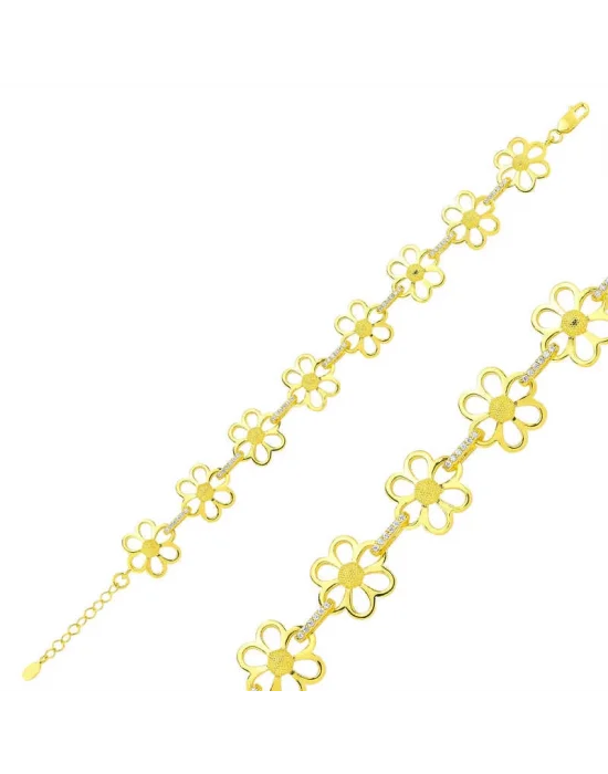 Gümüş Gold Sarı Papatya Bayan Bileklik