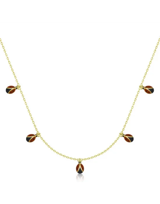 Gümüş Gold Uğur Böceği Şans Kadın Kolye