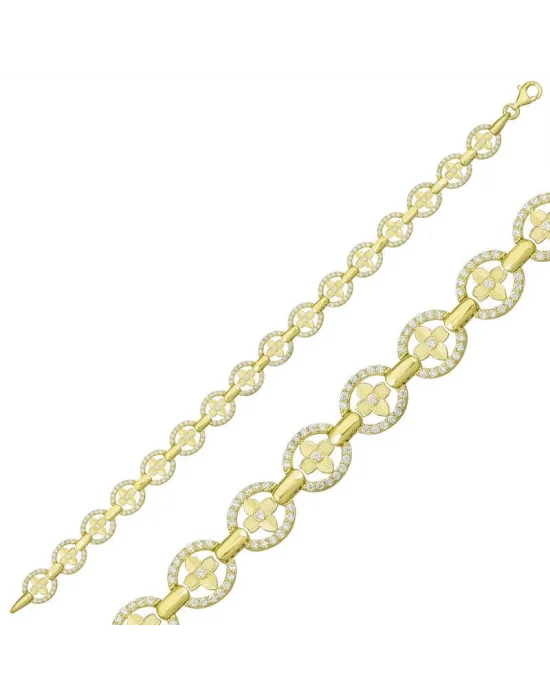 Gümüş Gold Yuvarlak Su Yolu Bayan Bileklik