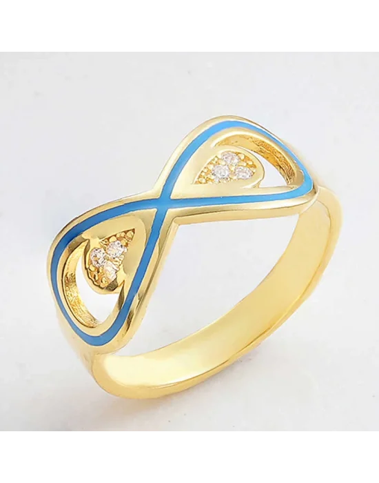 Gümüş Gold Zirkon Taşlı Sonsuzluk Kadın Yüzük