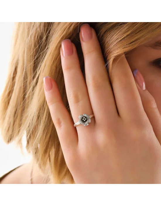 Gümüş Gül Kadın Yüzük