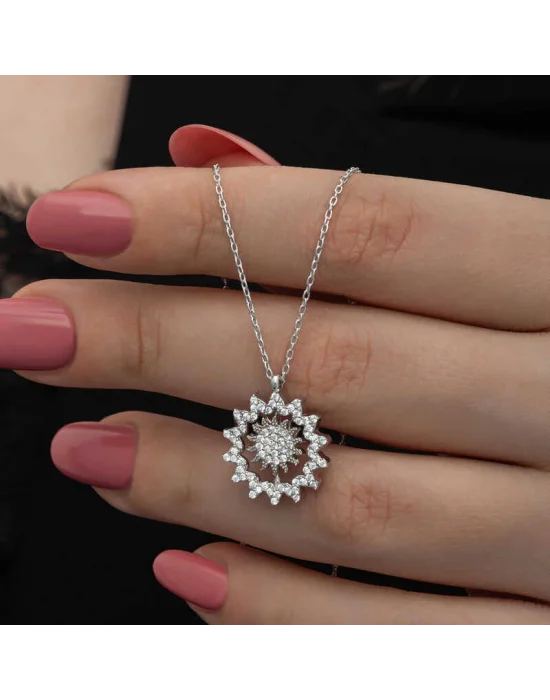 Gümüş Güneş Kadın Kolye