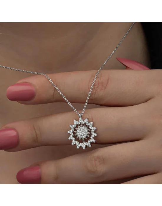 Gümüş Güneş Kadın Kolye