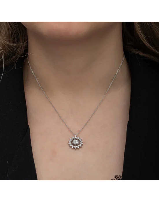 Gümüş Güneş Kadın Kolye