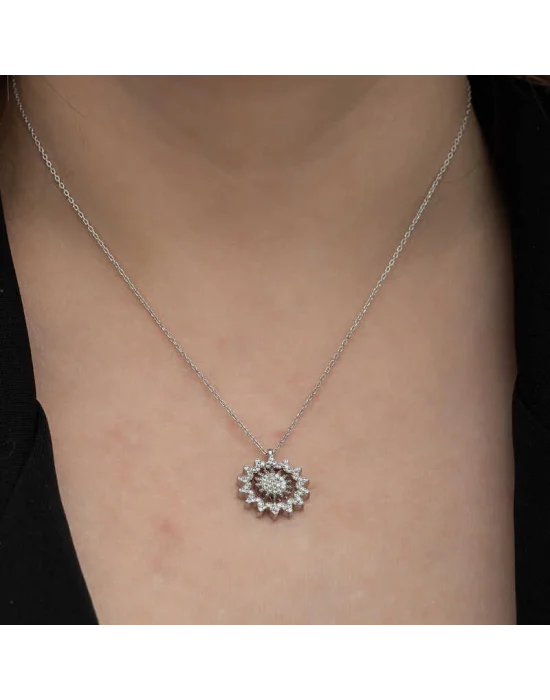 Gümüş Güneş Kadın Kolye