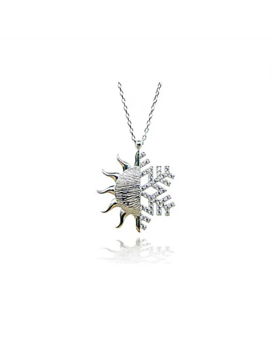 Gümüş Güneş Kartanesi Bayan Kolye