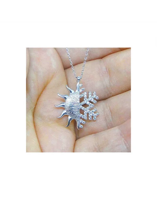 Gümüş Güneş Kartanesi Bayan Kolye