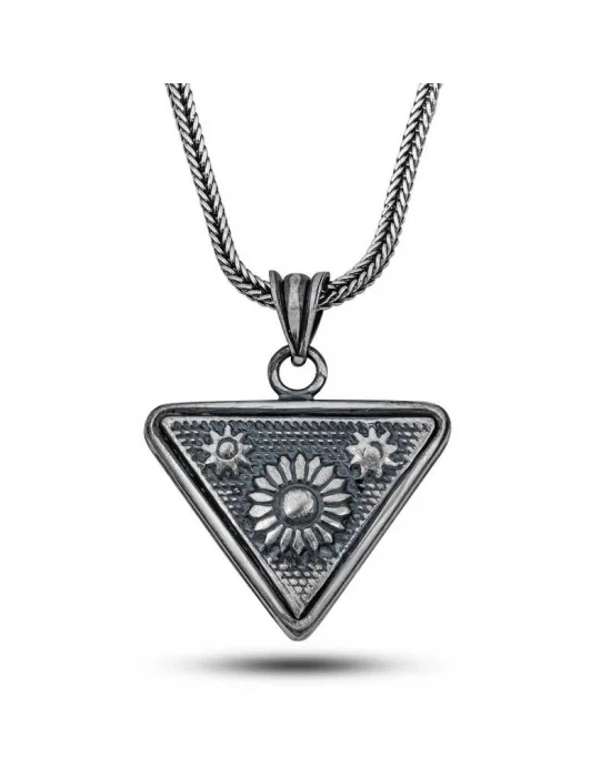 Gümüş Güneş Motifli Cevşen Kolye