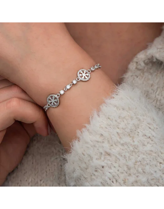 Gümüş Halka İçinde Kar Tanesi Kadın Bileklik