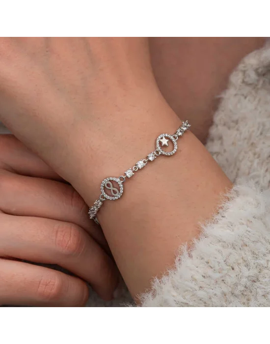 Gümüş Halka İçinde Şans Kadın Bileklik