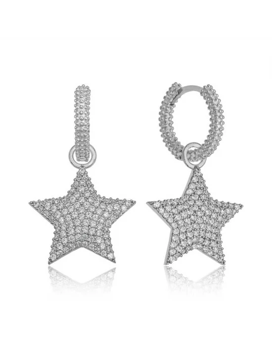 Gümüş Halka Yıldız Bayan Küpe