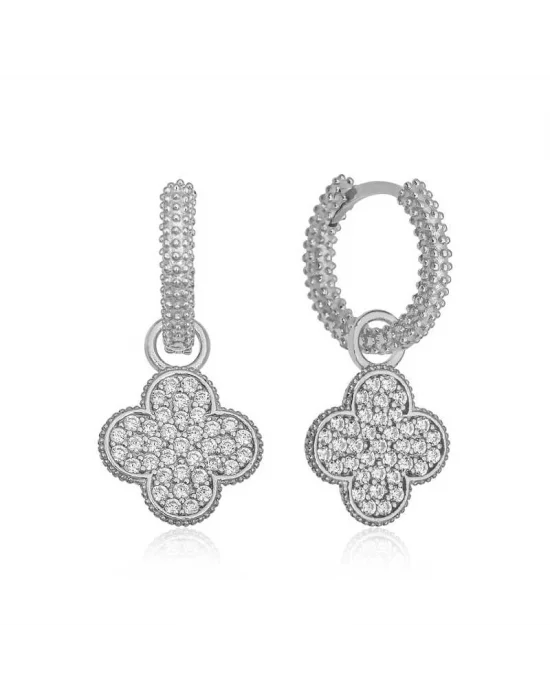 Gümüş Halka Yonca Bayan Küpe