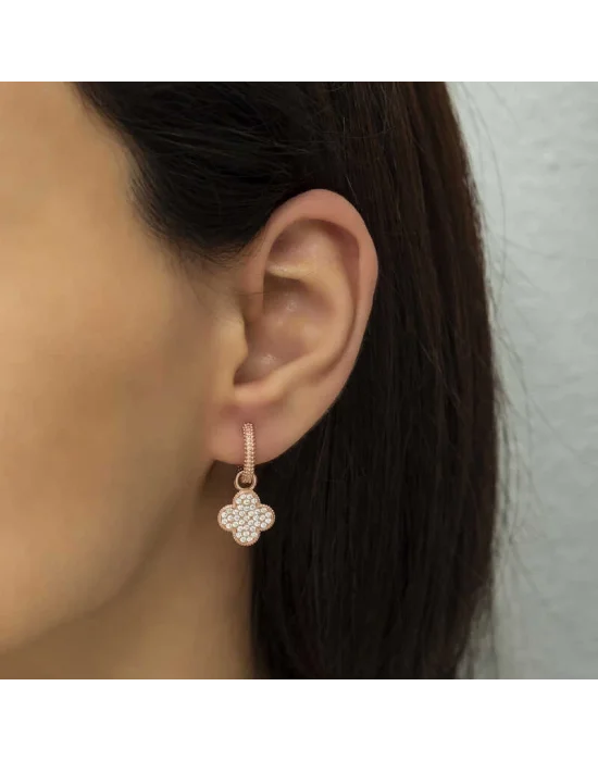 Gümüş Halka Yonca Bayan Küpe