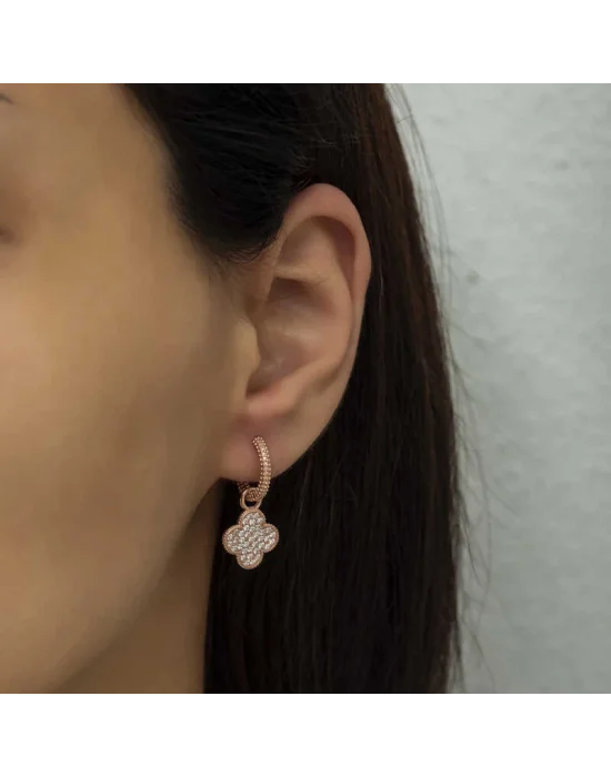 Gümüş Halka Yonca Bayan Küpe