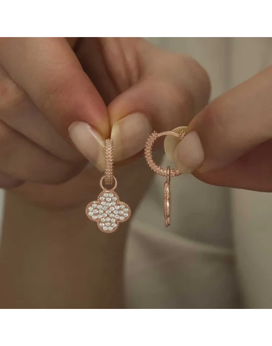 Gümüş Halka Yonca Bayan Küpe