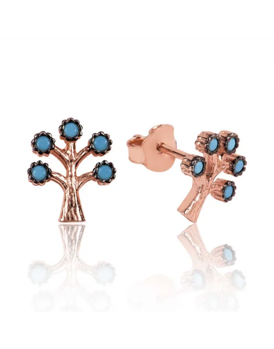 Gümüş Hayat Ağacı Çivili Küpe