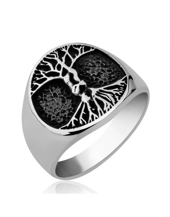 Gümüş Hayat Ağacı Erkek Yüzük