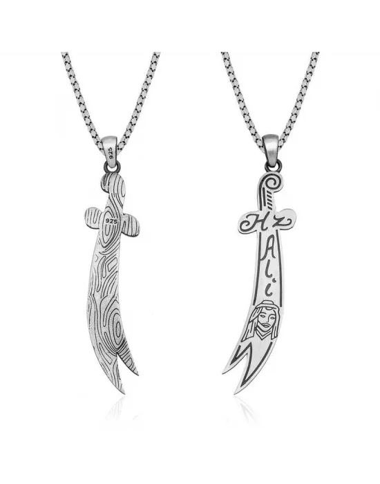 Gümüş Hz. Ali Kılıç Kolye