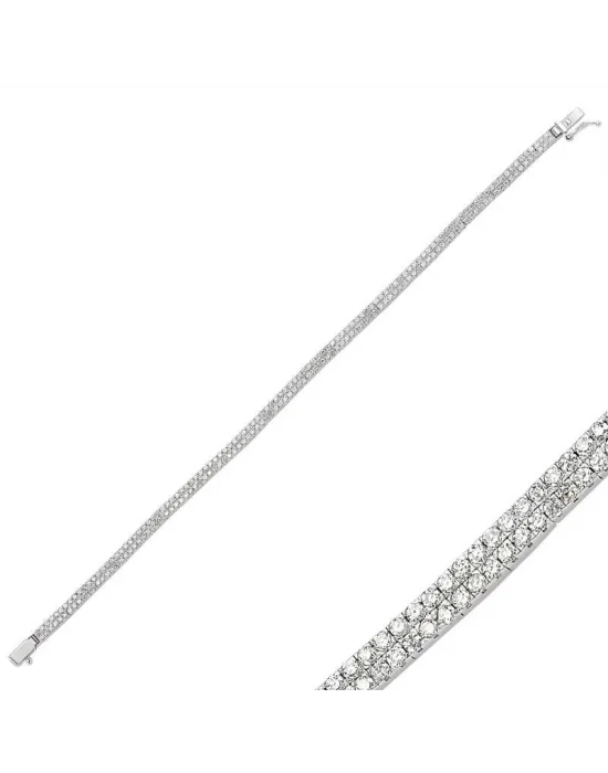 Gümüş İki Sıra Su Yolu Bayan Bileklik