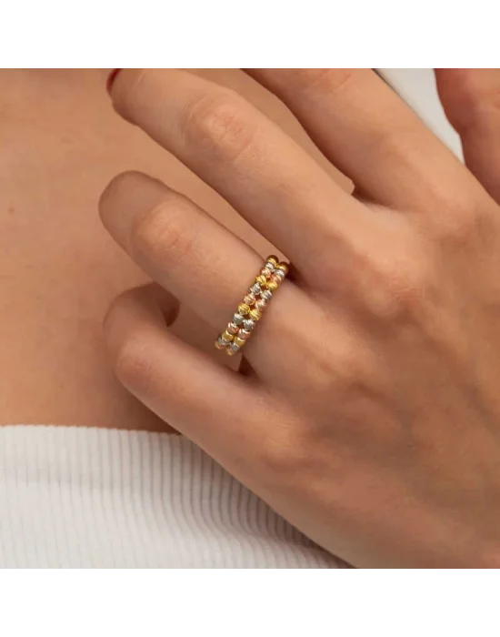 Gümüş İki Sıralı Dorika Kadın Yüzük