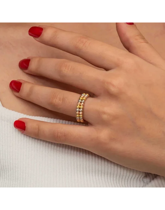 Gümüş İki Sıralı Dorika Kadın Yüzük