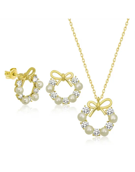 Gümüş İnci Kurdele Kadın Set