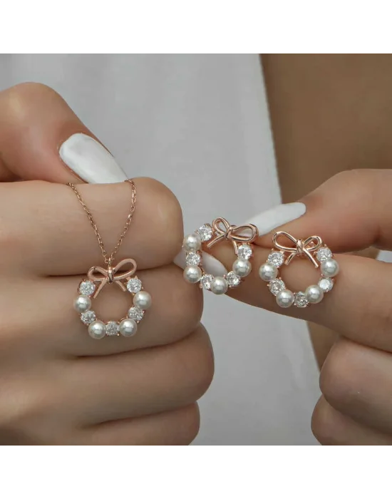 Gümüş İnci Kurdele Kadın Set
