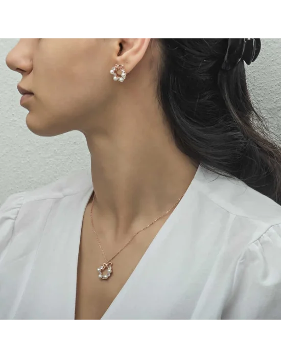 Gümüş İnci Kurdele Kadın Set