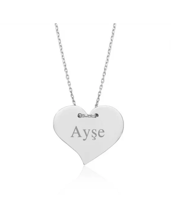 Gümüş İsimli Kalp Bayan Kolye