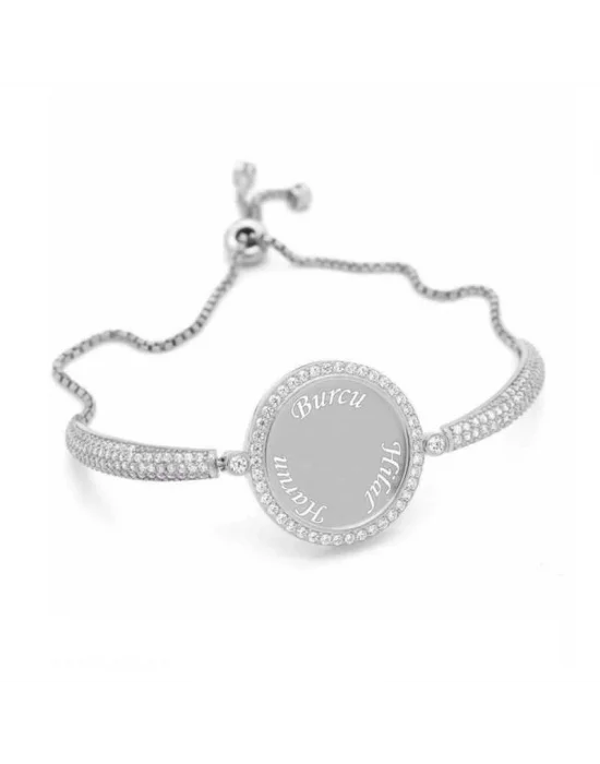 Gümüş İsimli Kişiye Özel Taşlı Bayan Bileklik