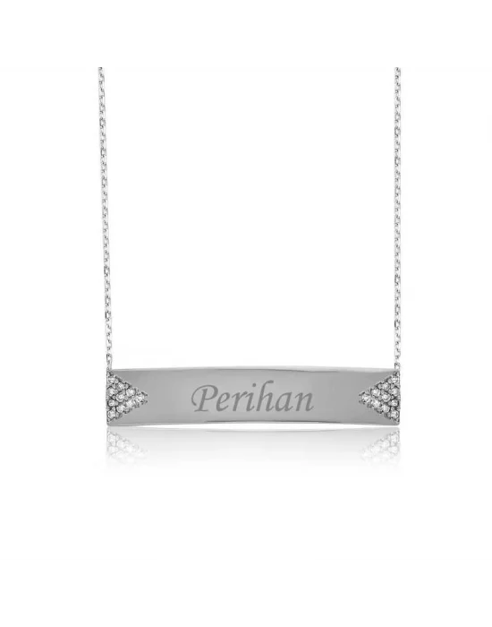 Gümüş İsimli Plaka Bayan Kolye