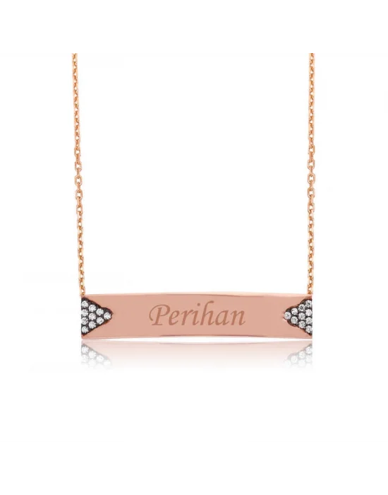 Gümüş İsimlik Plaka Bayan Kolye