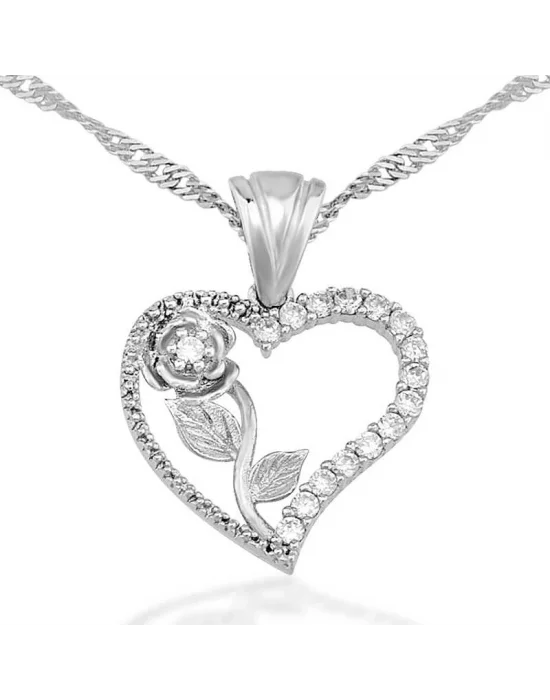 Gümüş Kalbimin Gülü Bayan Kolye