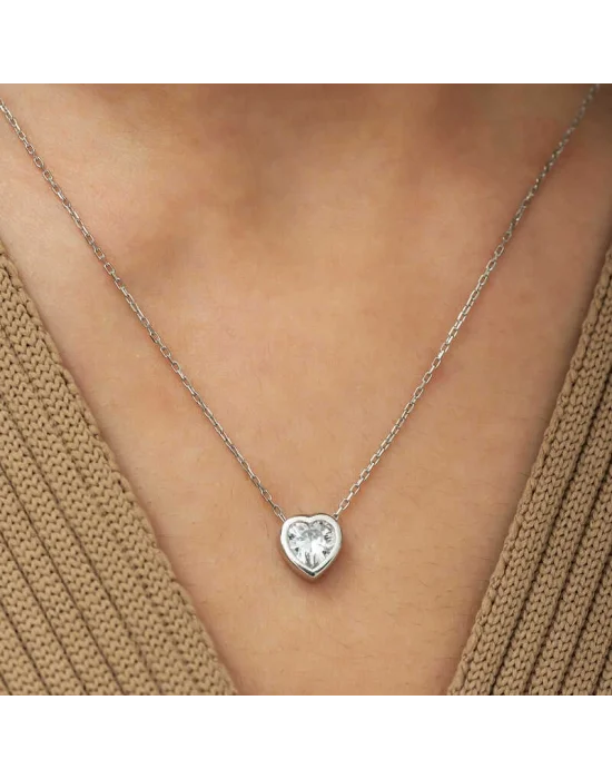 Gümüş Kalp Bayan Kolye