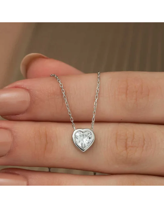 Gümüş Kalp Bayan Kolye