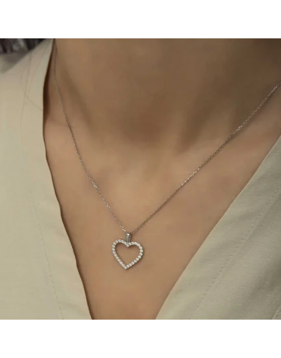Gümüş Kalp Bayan Kolye