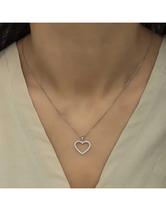 Gümüş Kalp Bayan Kolye