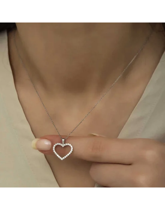 Gümüş Kalp Bayan Kolye