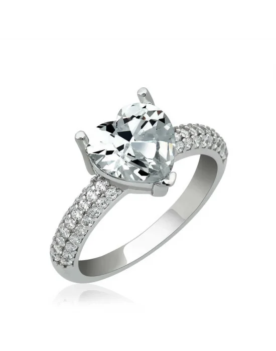 Gümüş Kalp Montür Bayan Yüzük