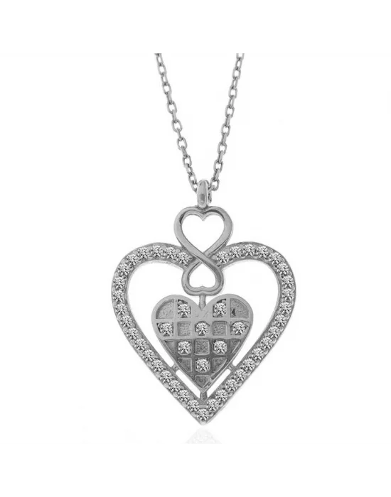 Gümüş Kalp Sonsuzluk Kadın Kolye