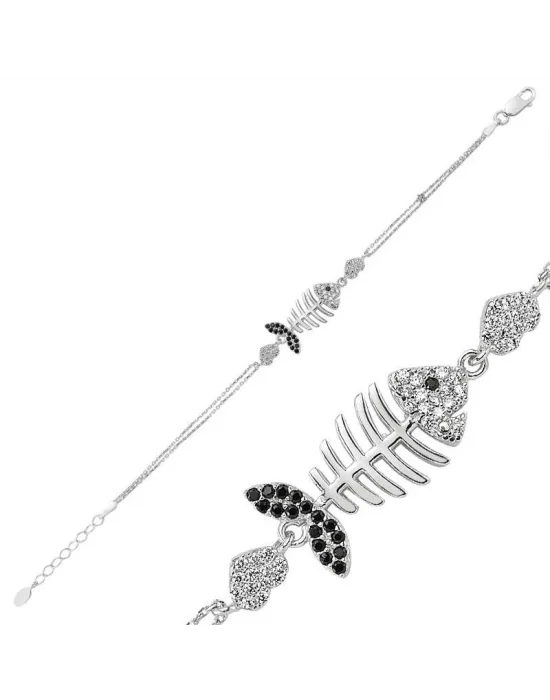 Gümüş Kalpli Balık Bayan Bileklik