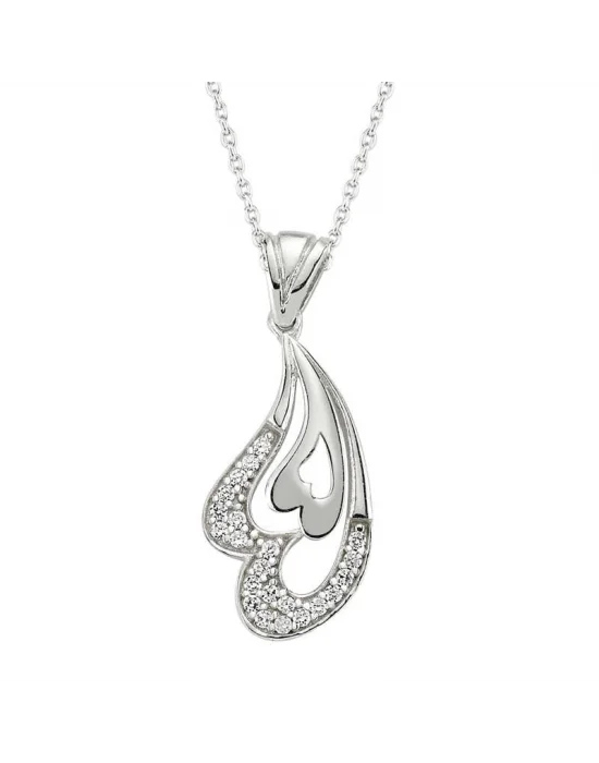 Gümüş Kalpli Bayan Kolye