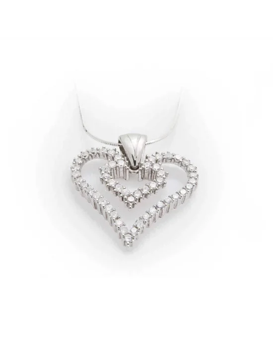 Gümüş Kalpli Bayan Kolye