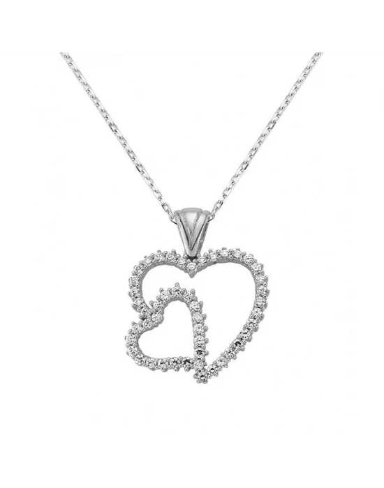 Gümüş Kalpli Bayan Kolye