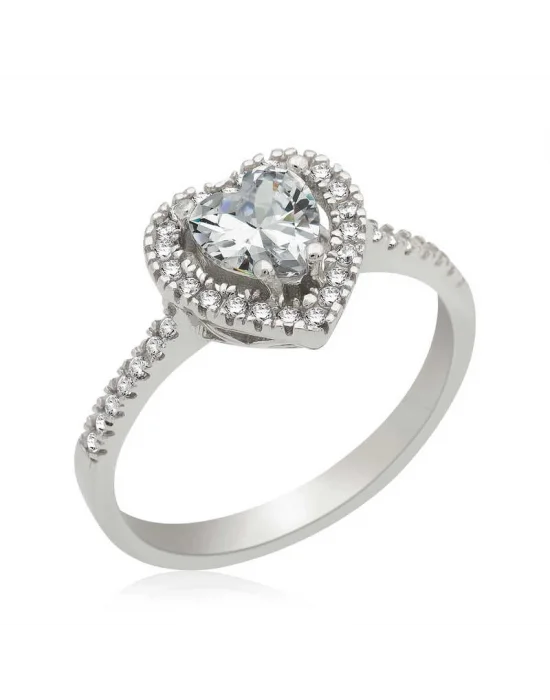 Gümüş Kalpli Bayan Yüzük